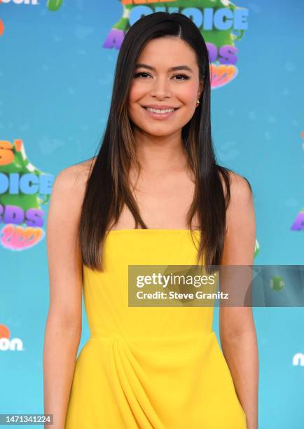 Miranda Cosgrove arrives at the Nickelodeon's 2023 Kids' Choice Awards at Microsoft Theater on March 04, 2023 in Los Angeles, California.