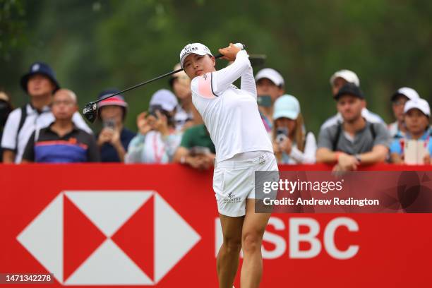 Jin Young Ko of South Korea tees off on the fourteenth hole during Day Four of the HSBC Women's World Championship at Sentosa Golf Club on March 05,...