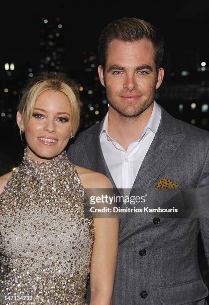 Elizabeth Banks and Chris Pine attend the after party for The Cinema Society with Linda Wells & Allure screening of DreamWorks Studios' "People Like...