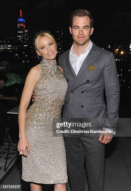Elizabeth Banks and Chris Pine attend the after party for The Cinema Society with Linda Wells & Allure screening of DreamWorks Studios' "People Like...