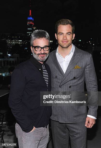 Director Alex Kurtzman and Chris Pine attend the after party for The Cinema Society with Linda Wells & Allure screening of DreamWorks Studios'...