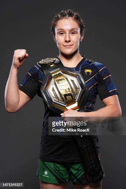 Alexa Grasso of Mexico poses for a portrait after her victory during the UFC 285 event at T-Mobile Arena on March 04, 2023 in Las Vegas, Nevada.