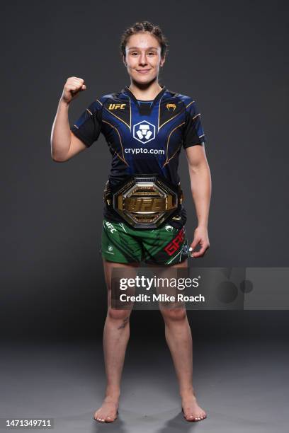 Alexa Grasso of Mexico poses for a portrait after her victory during the UFC 285 event at T-Mobile Arena on March 04, 2023 in Las Vegas, Nevada.