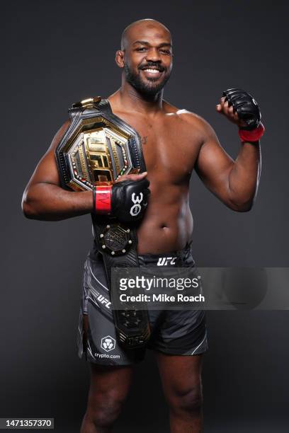 Jon Jones poses for a portrait after his victory during the UFC 285 event at T-Mobile Arena on March 04, 2023 in Las Vegas, Nevada.