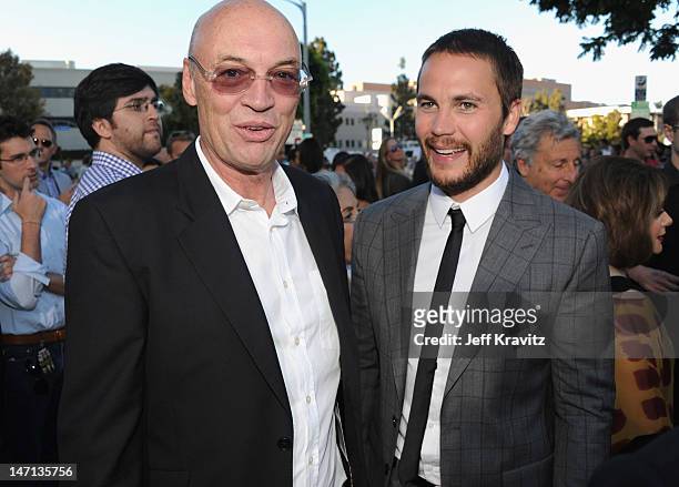 Producer Moritz Borman and Actor Taylor Kitsch arrive at the Los Angeles Premiere of "Savages" at Mann Village Theatre on June 25, 2012 in Westwood,...