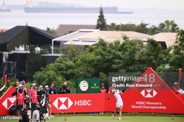 Jin Young Ko of South Korea tees off on the eighteenth hole during Day Four of the HSBC Women's World Championship at Sentosa Golf Club on March 05,...