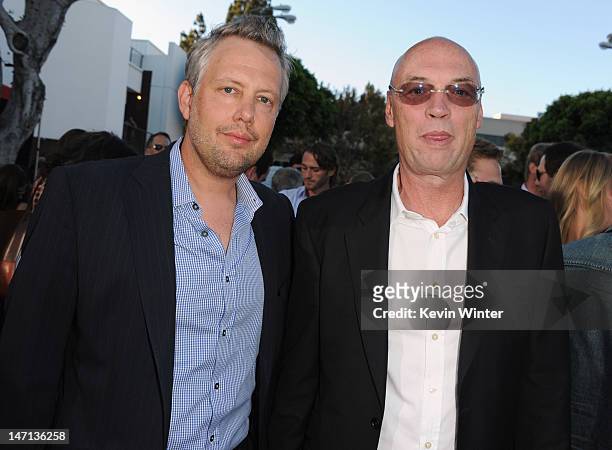 Producers Eric Kopeloff and Moritz Borman arrive at Premiere of Universal Pictures' "Savages" at Westwood Village on June 25, 2012 in Los Angeles,...