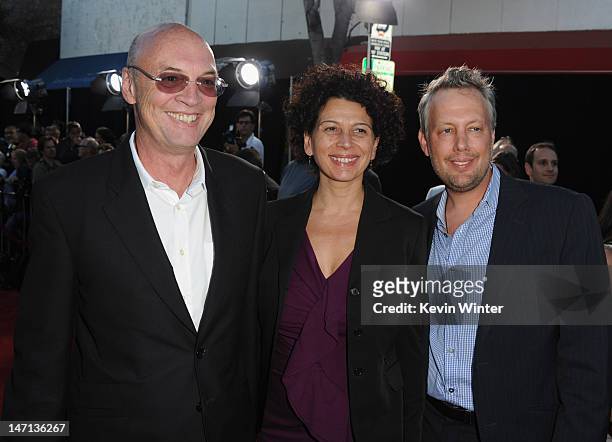 Producer Moritz Borman, Co-Chairman of Universal Pictures Donna Langley and producer Eric Kopeloff arrive at Premiere of Universal Pictures'...