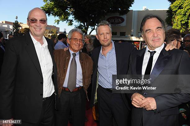 Producer Moritz Borman, President and Chief Operating Officer of Universal Studios Ron Meyer, producer Eric Kopeloff and director Oliver Stone arrive...