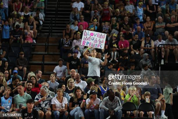 Fans during game two of the NBL Grand Final series between New Zealand Breakers and Sydney Kings at Spark Arena, on March 05 in Auckland, New Zealand.