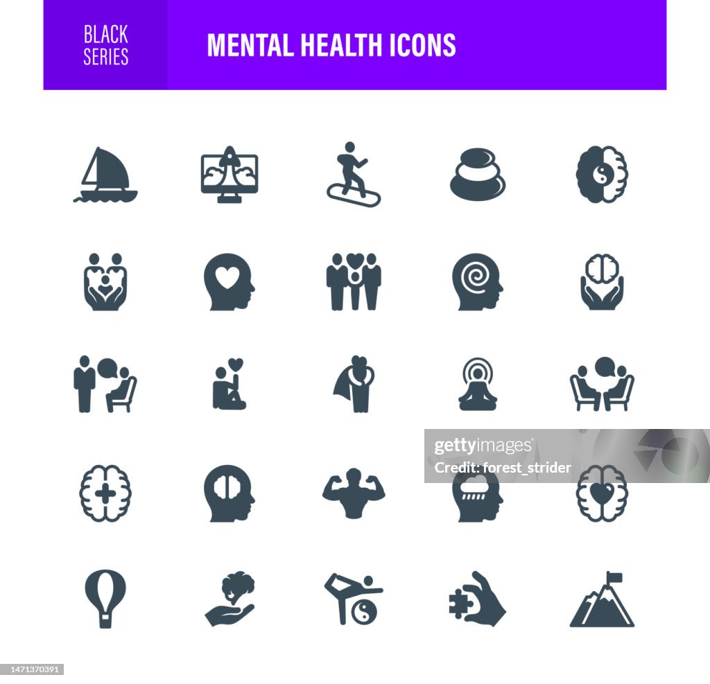 メンタルヘルスブラックアイコン