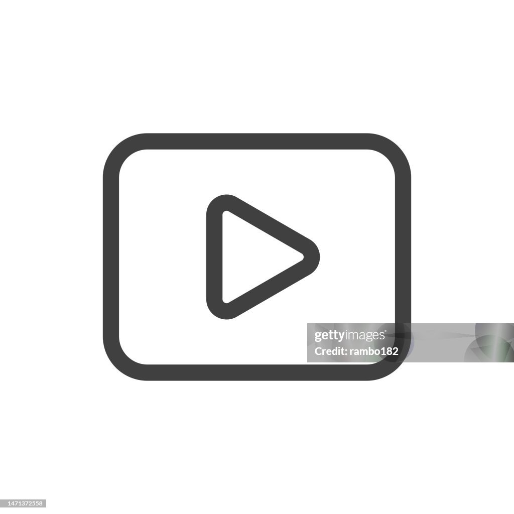 Zeilenvektorsymbol des Videoplayers auf weißem Hintergrund. Bearbeitbarer Strich. Pixel perfekt. Für Mobile und Web. Umrissvektorgrafiken.