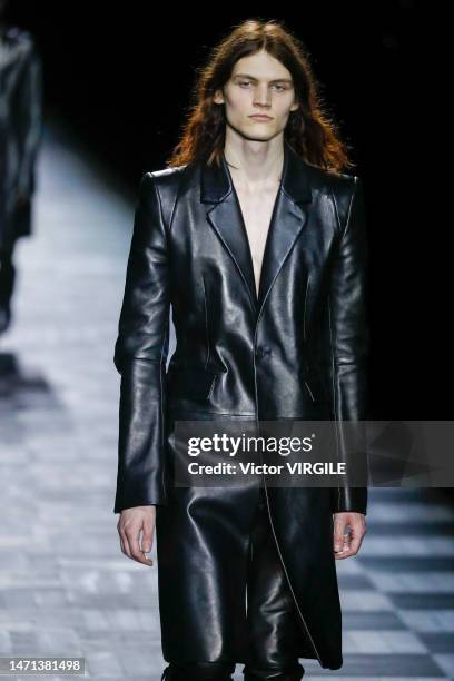 Model walks the runway during the Ann Demeulemeester Ready to Wear Fall/Winter 2023-2024 fashion show as part of the Paris Fashion Week on March 4,...