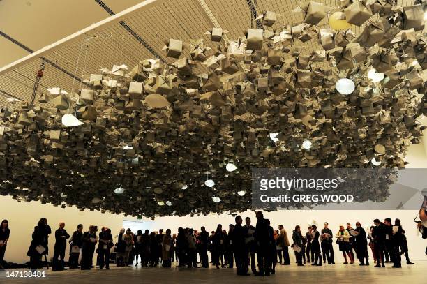 An installation by artist Pinaree Sanpitak of Thailand, titled 'Anything Can Break', is displayed during a media preview of the 18th Biennale of...