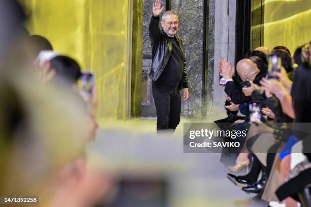 Fashion designer Elie Saab walks the runway during the Elie Saab Ready to Wear Fall/Winter 2023-2024 fashion show as part of the Paris Fashion Week...