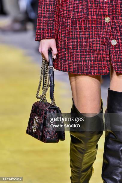 Model walks the runway during the Elie Saab Ready to Wear Fall/Winter 2023-2024 fashion show as part of the Paris Fashion Week on March 4, 2023 in...