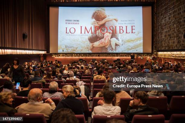 Several people attend a special screening of the film 'The Impossible', at the Aribau Cinema, on March 4 in Barcelona, Catalonia, Spain. The unique...