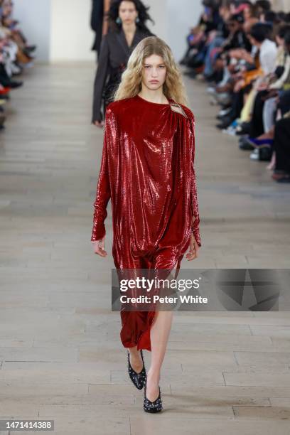 Model walks the runway during the Lanvin Womenswear Fall Winter 2023-2024 show as part of Paris Fashion Week on March 05, 2023 in Paris, France.