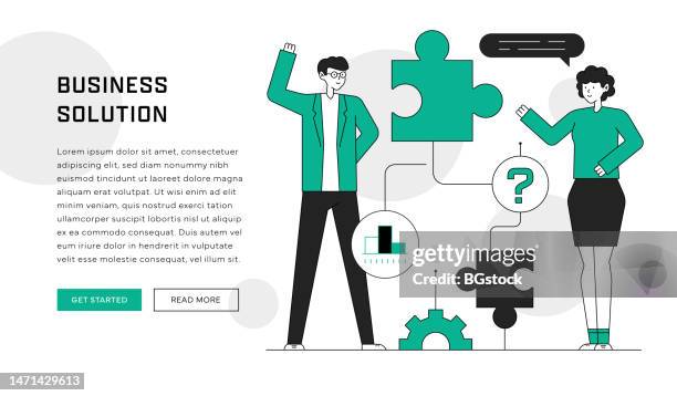 business solution concept for web page, web banner design - web browser template stock illustrations
