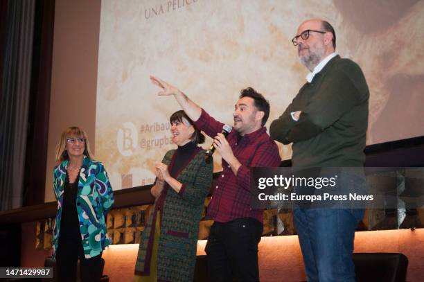 Film director Juan Antonio Bayona and doctor Maria Belon during a special screening of the film 'The Impossible', at the Aribau Cinema, on March 4 in...