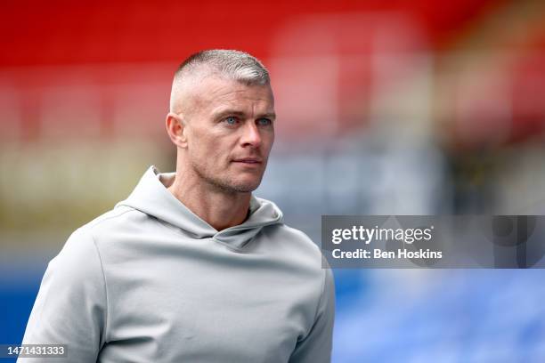 Paul Konchesky, Manager of West Ham United, looks on prior to the FA Women's Super League match between Reading and West Ham United at Madejski...