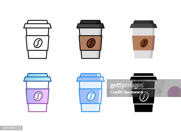 coffee icon. 6 different styles. editable stroke. - different cups stock illustrations