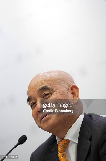 Henry Cheng, chairman of Chow Tai Fook Jewellery Group Ltd., reacts during a news conference in Hong Kong, China, on Tuesday, June 26, 2012. Chow Tai...