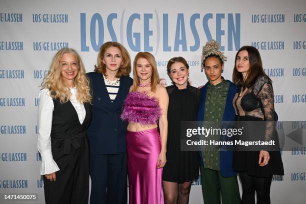 Ute Bronder, Valentina Sauca, Silke Popp, Josefina Vilsmaier, Salber Williams and Mirijam Verena Jeremic during the "Loslassen" Premiere at Astor...