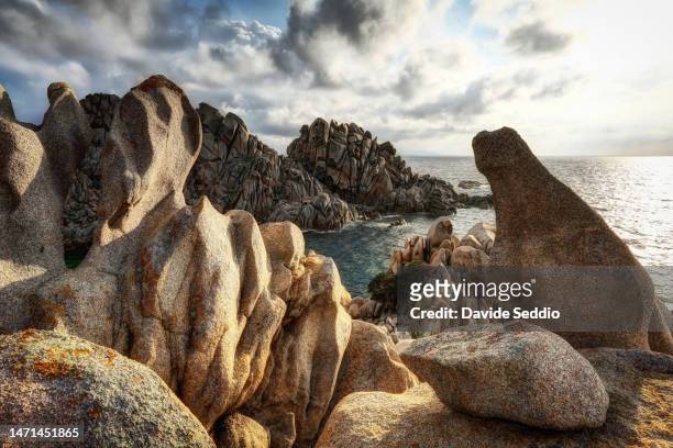 rock formations near the moon valley beach at capo testa - santa teresa gallura imagens e fotografias de stock