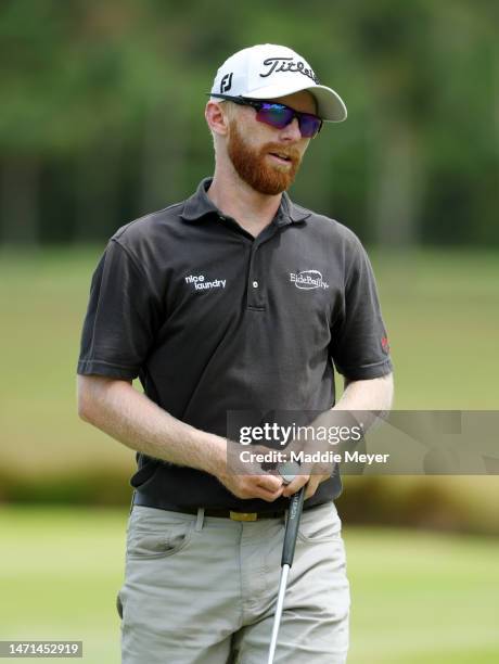 Anders Albertson of the United States prepares to hit his first shot on the 3rd hole during the final round of the Puerto Rico Open at Grand Reserve...