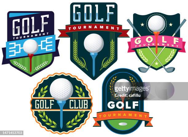 illustration des golfturnierabzeichens und des schildes - meisterschaft stock-grafiken, -clipart, -cartoons und -symbole