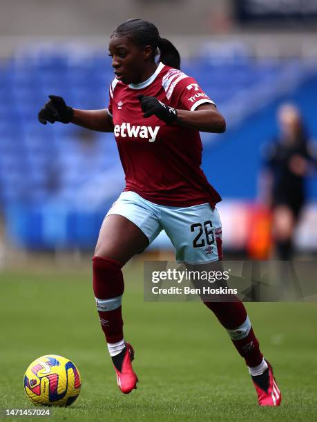 Viviane Asseyi of West Ham in action during the FA Women's Super League match between Reading and West Ham United at Madejski Stadium on March 05,...