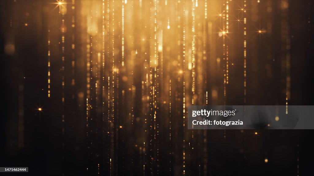 Golden Glitter Falling Particles