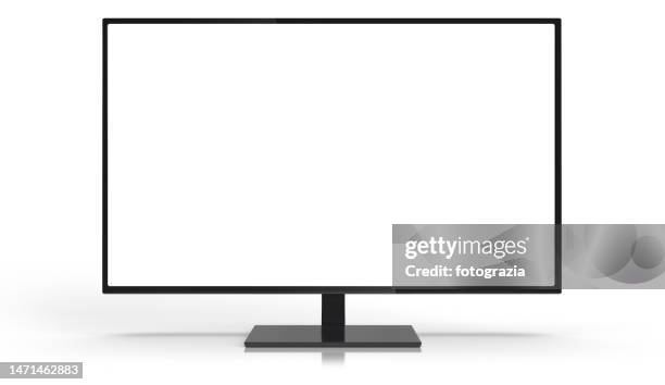 modern desktop monitor. clipping path for the screen - televisión de alta definición aparato de televisión fotografías e imágenes de stock