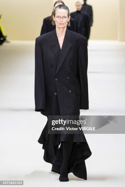 Model walks the runway during the Balenciaga Ready to Wear Fall/Winter 2023-2024 fashion show as part of the Paris Fashion Week on March 5, 2023 in...