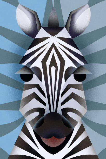 portrait of happy zebra - zoo art stock illustrations