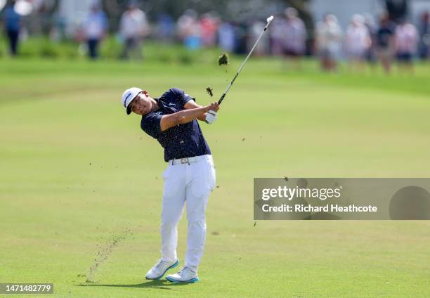 Kurt Kitayama of the United States plays an approach shot on the first hole during the final round of the Arnold Palmer Invitational presented by...