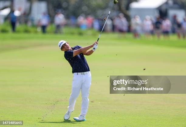 Kurt Kitayama of the United States plays an approach shot on the first hole during the final round of the Arnold Palmer Invitational presented by...