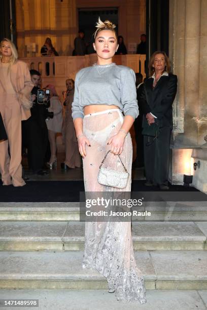 Florence Pugh attends the Valentino Womenswear Fall Winter 2023-2024 show as part of Paris Fashion Week on March 05, 2023 in Paris, France.