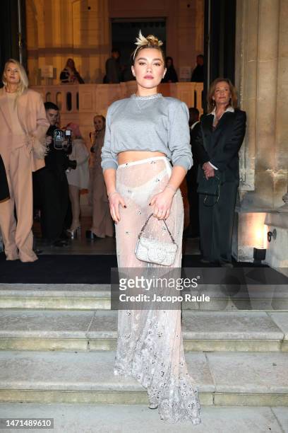 Florence Pugh attends the Valentino Womenswear Fall Winter 2023-2024 show as part of Paris Fashion Week on March 05, 2023 in Paris, France.