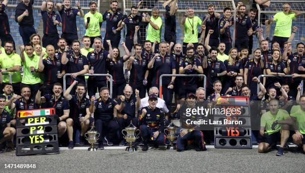 Race winner Max Verstappen of the Netherlands and Oracle Red Bull Racing and Second placed Sergio Perez of Mexico and Oracle Red Bull Racing...