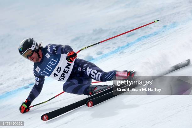 Jared Goldberg of Team United States competes during the Audi FIS Alpine Ski World Cup Men's Super G on March 05, 2023 in Aspen, Colorado.