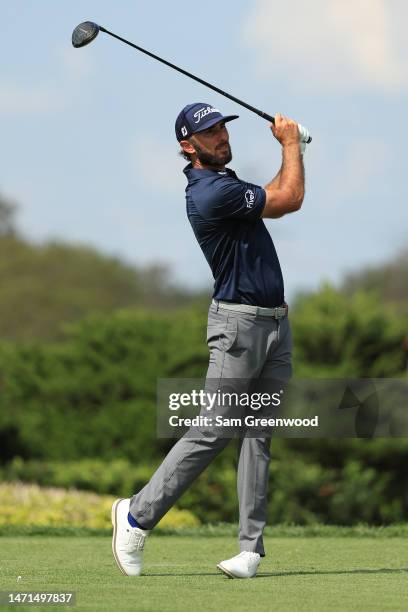 Max Homa of the United States plays his shot from the eighth tee during the final round of the Arnold Palmer Invitational presented by Mastercard at...