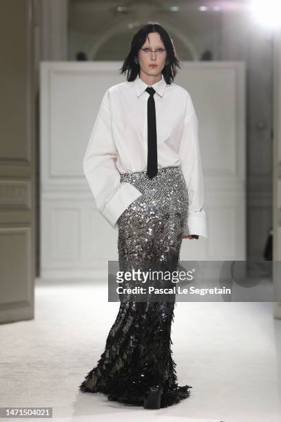 Model walks the runway during the Valentino Womenswear Fall Winter 2023-2024 show as part of Paris Fashion Week on March 05, 2023 in Paris, France.