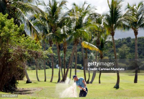 Vincent Norrman of Sweden hits his third shot on the 7th hole during the final round of the Puerto Rico Open at Grand Reserve Golf Club on March 05,...