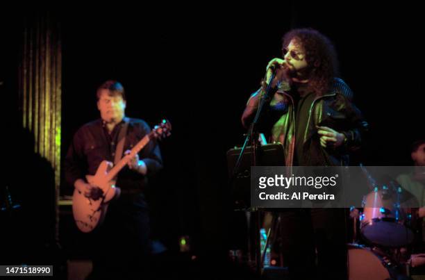 Harmonica player Magic Dick and guitarist J. Geils and Bluestime performs at The Bottom Line on March 11, 1995 in New York City.