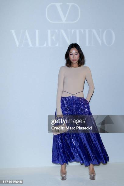 Aimee Song attends the Valentino Womenswear Fall Winter 2023-2024 show as part of Paris Fashion Week on March 05, 2023 in Paris, France.