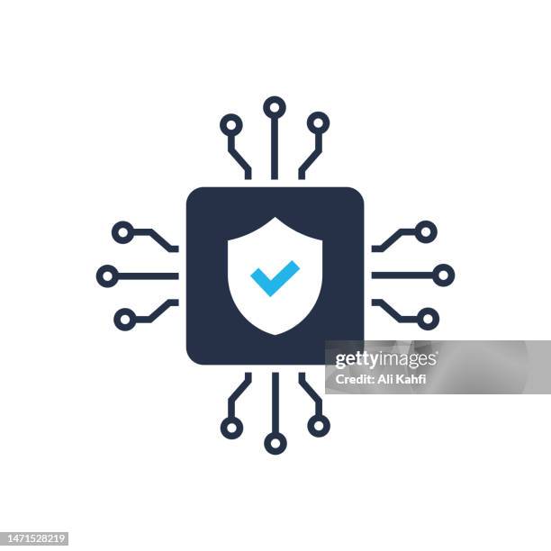 cpu chipset secure icon. single solid icon. vector illustration. for website design, logo, app, template, ui, etc. - laptop icon solid stock illustrations