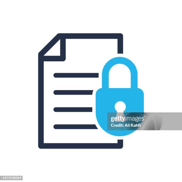 symbol zum schutz von dateidokumenten. einzelnes durchgehendes symbol. vektordarstellung. für website-design, logo, app, vorlage, benutzeroberfläche usw. - privatsphäre stock-grafiken, -clipart, -cartoons und -symbole
