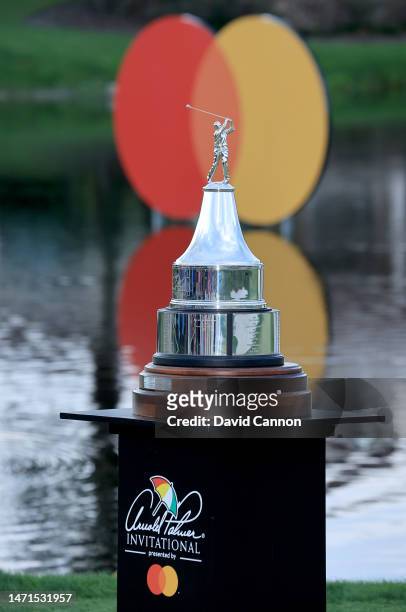 Photograph of the trophy at the presentation after the final round of the Arnold Palmer Invitational presented by Mastercard at Arnold Palmer's Bay...